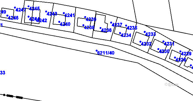 Parcela st. 6211/40 v KÚ Černošice, Katastrální mapa