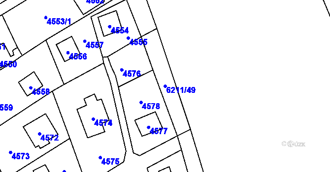 Parcela st. 6211/49 v KÚ Černošice, Katastrální mapa