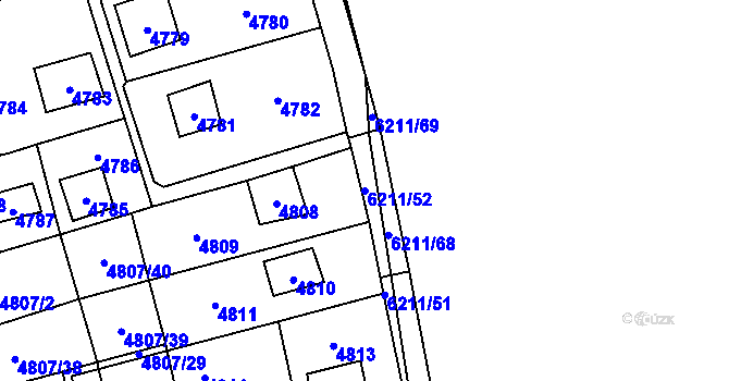 Parcela st. 6211/52 v KÚ Černošice, Katastrální mapa