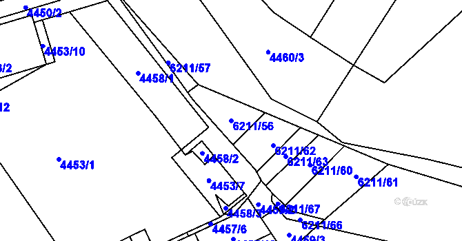 Parcela st. 6211/56 v KÚ Černošice, Katastrální mapa