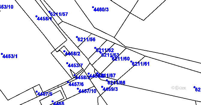 Parcela st. 6211/63 v KÚ Černošice, Katastrální mapa