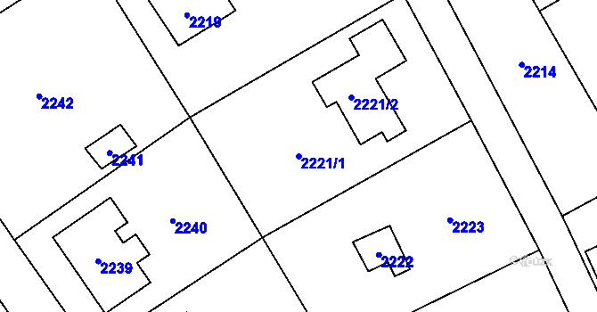 Parcela st. 2221/1 v KÚ Černošice, Katastrální mapa
