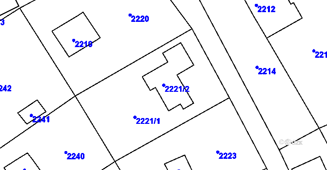 Parcela st. 2221/2 v KÚ Černošice, Katastrální mapa