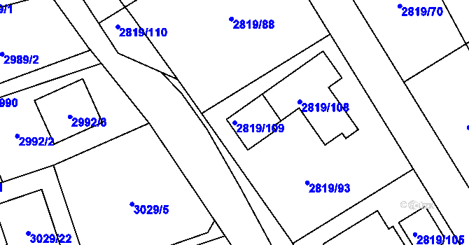 Parcela st. 2819/109 v KÚ Černošice, Katastrální mapa