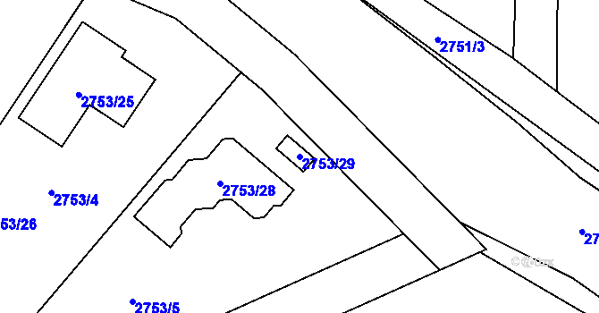Parcela st. 2753/29 v KÚ Černošice, Katastrální mapa