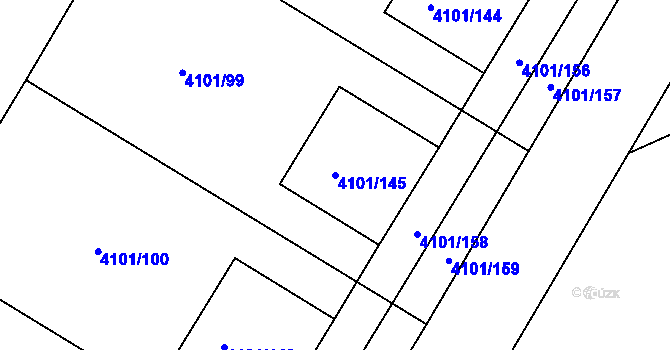 Parcela st. 4101/145 v KÚ Černošice, Katastrální mapa