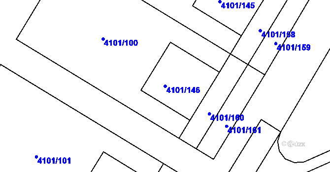 Parcela st. 4101/146 v KÚ Černošice, Katastrální mapa
