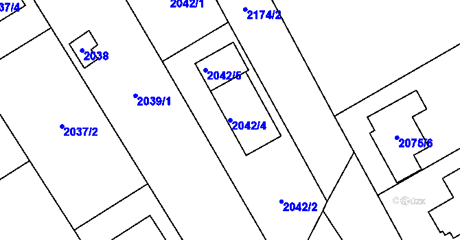 Parcela st. 2042/4 v KÚ Černošice, Katastrální mapa