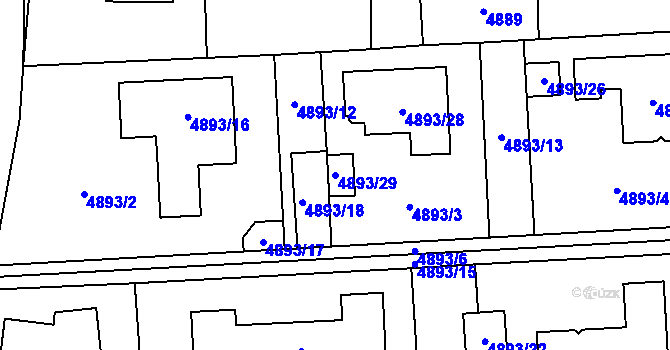 Parcela st. 4893/29 v KÚ Černošice, Katastrální mapa