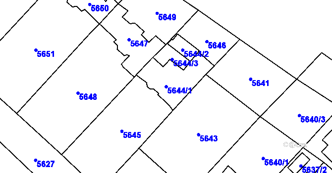 Parcela st. 5644/1 v KÚ Černošice, Katastrální mapa