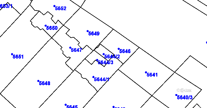 Parcela st. 5644/2 v KÚ Černošice, Katastrální mapa