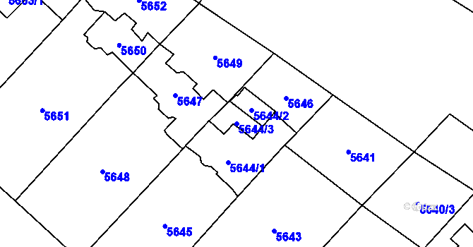 Parcela st. 5644/3 v KÚ Černošice, Katastrální mapa
