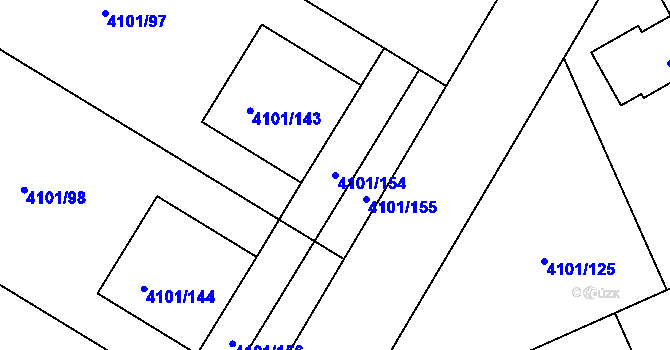 Parcela st. 4101/154 v KÚ Černošice, Katastrální mapa