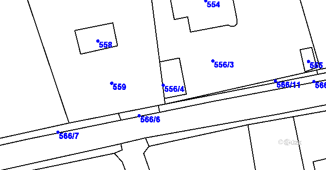 Parcela st. 556/4 v KÚ Černošice, Katastrální mapa