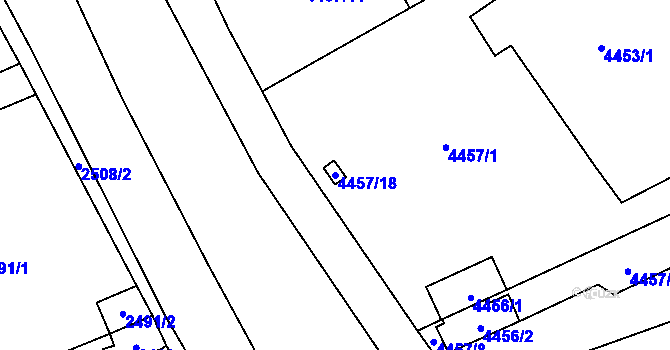 Parcela st. 4457/18 v KÚ Černošice, Katastrální mapa