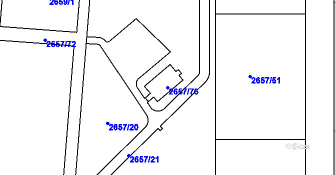 Parcela st. 2657/76 v KÚ Černošice, Katastrální mapa