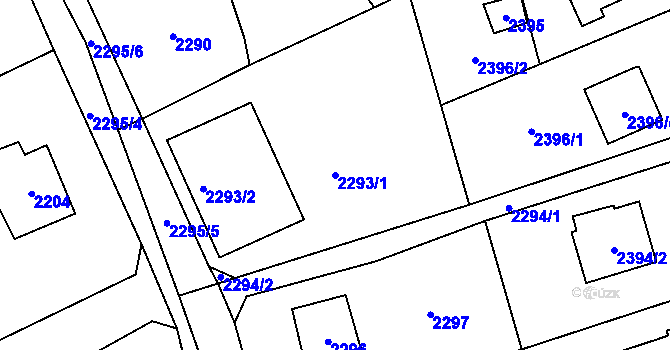 Parcela st. 2293/1 v KÚ Černošice, Katastrální mapa