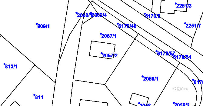 Parcela st. 2057/2 v KÚ Černošice, Katastrální mapa