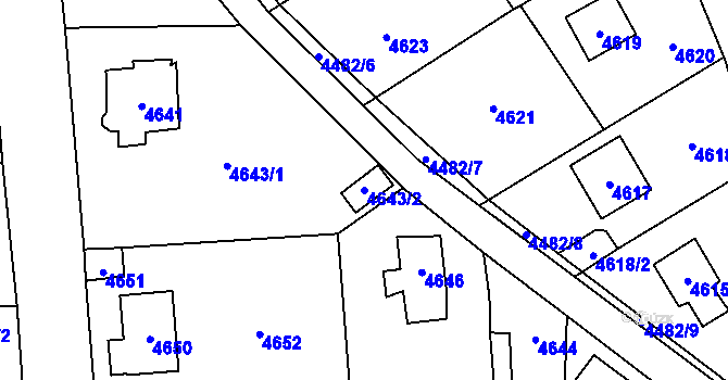 Parcela st. 4643/2 v KÚ Černošice, Katastrální mapa