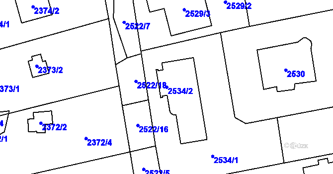 Parcela st. 2534/2 v KÚ Černošice, Katastrální mapa