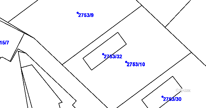 Parcela st. 2753/32 v KÚ Černošice, Katastrální mapa