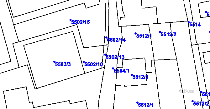 Parcela st. 5502/13 v KÚ Černošice, Katastrální mapa