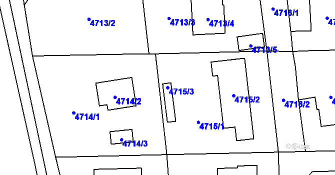 Parcela st. 4715/3 v KÚ Černošice, Katastrální mapa