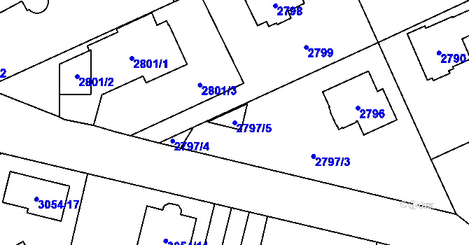 Parcela st. 2797/5 v KÚ Černošice, Katastrální mapa