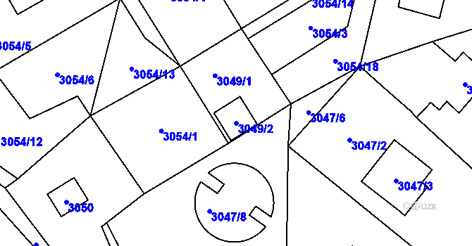 Parcela st. 3049/2 v KÚ Černošice, Katastrální mapa