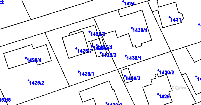 Parcela st. 1425/3 v KÚ Černošice, Katastrální mapa