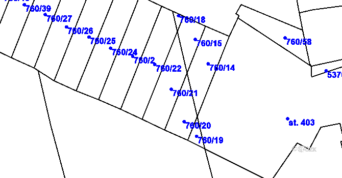 Parcela st. 760/21 v KÚ Černošín, Katastrální mapa