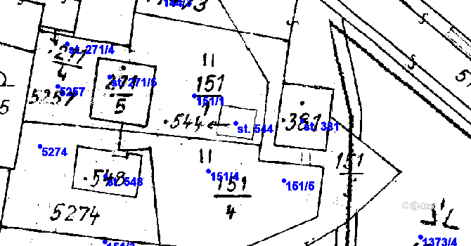 Parcela st. 544 v KÚ Černošín, Katastrální mapa