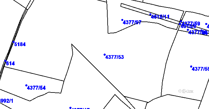 Parcela st. 4377/53 v KÚ Černošín, Katastrální mapa