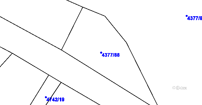 Parcela st. 4377/88 v KÚ Černošín, Katastrální mapa