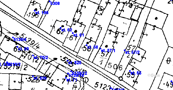 Parcela st. 58 v KÚ Černošín, Katastrální mapa