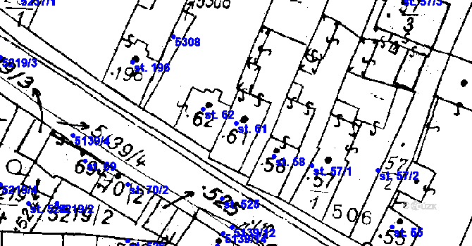 Parcela st. 61 v KÚ Černošín, Katastrální mapa