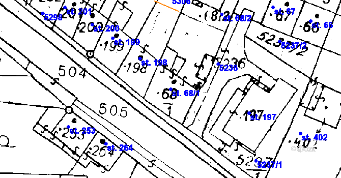 Parcela st. 68/1 v KÚ Černošín, Katastrální mapa