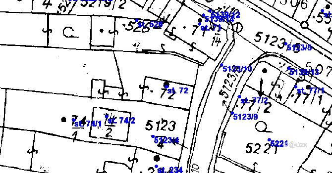 Parcela st. 72 v KÚ Černošín, Katastrální mapa