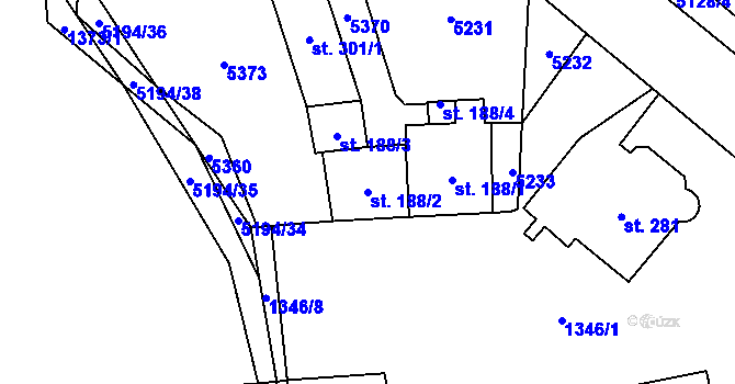 Parcela st. 188/2 v KÚ Černošín, Katastrální mapa