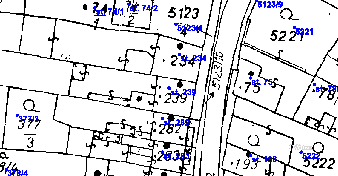 Parcela st. 239 v KÚ Černošín, Katastrální mapa