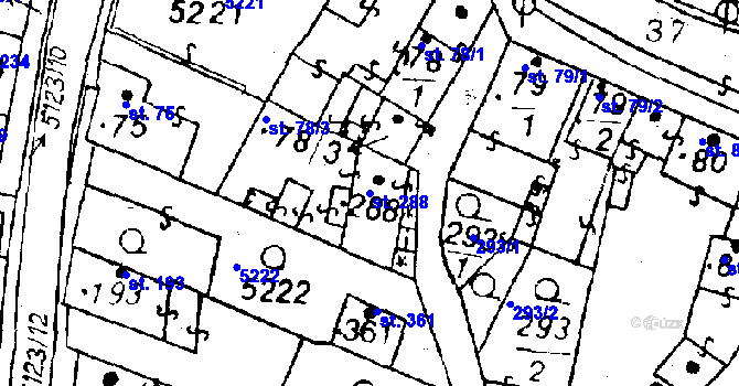 Parcela st. 288 v KÚ Černošín, Katastrální mapa