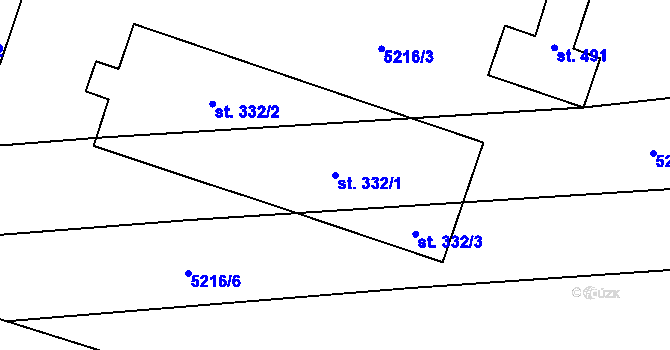 Parcela st. 332/1 v KÚ Černošín, Katastrální mapa