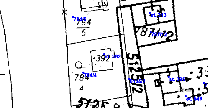 Parcela st. 392 v KÚ Černošín, Katastrální mapa