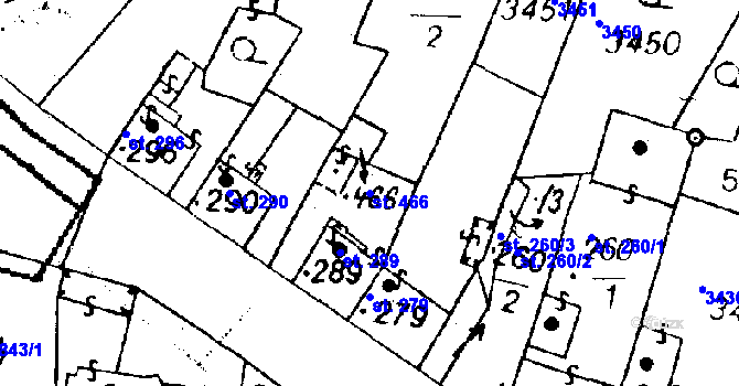 Parcela st. 466 v KÚ Černošín, Katastrální mapa
