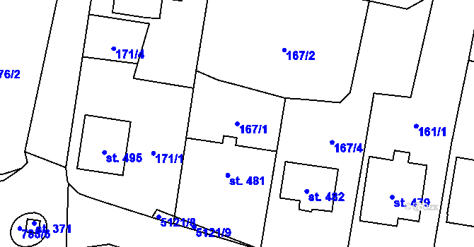 Parcela st. 167/1 v KÚ Černošín, Katastrální mapa