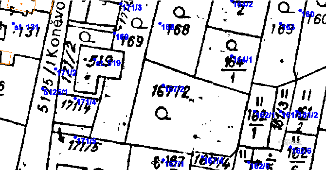 Parcela st. 167/2 v KÚ Černošín, Katastrální mapa