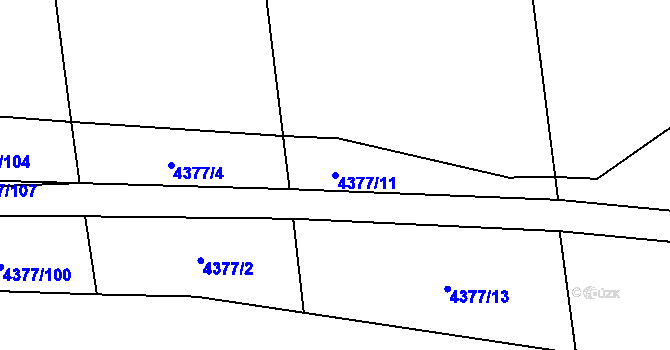 Parcela st. 4377/11 v KÚ Černošín, Katastrální mapa