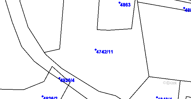 Parcela st. 4742/11 v KÚ Černošín, Katastrální mapa
