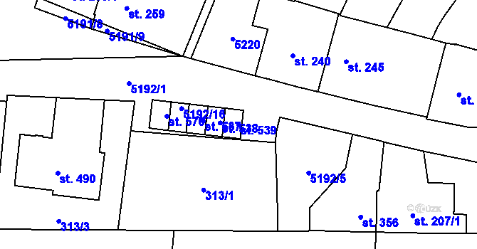 Parcela st. 539 v KÚ Černošín, Katastrální mapa