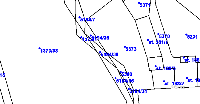 Parcela st. 5194/38 v KÚ Černošín, Katastrální mapa